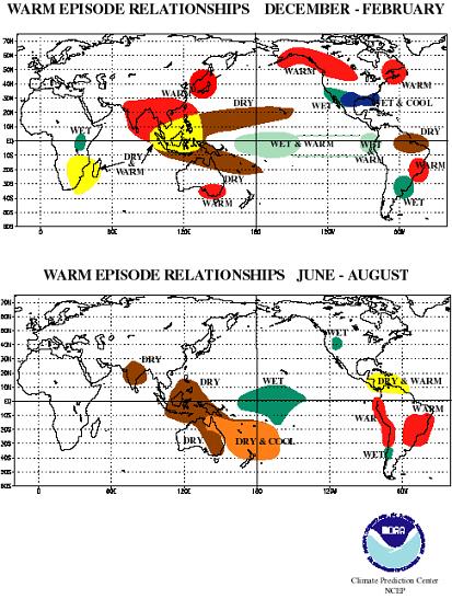 El Nino In the Tropics, El Niño episodes are associated with increased rainfall across the east-central and