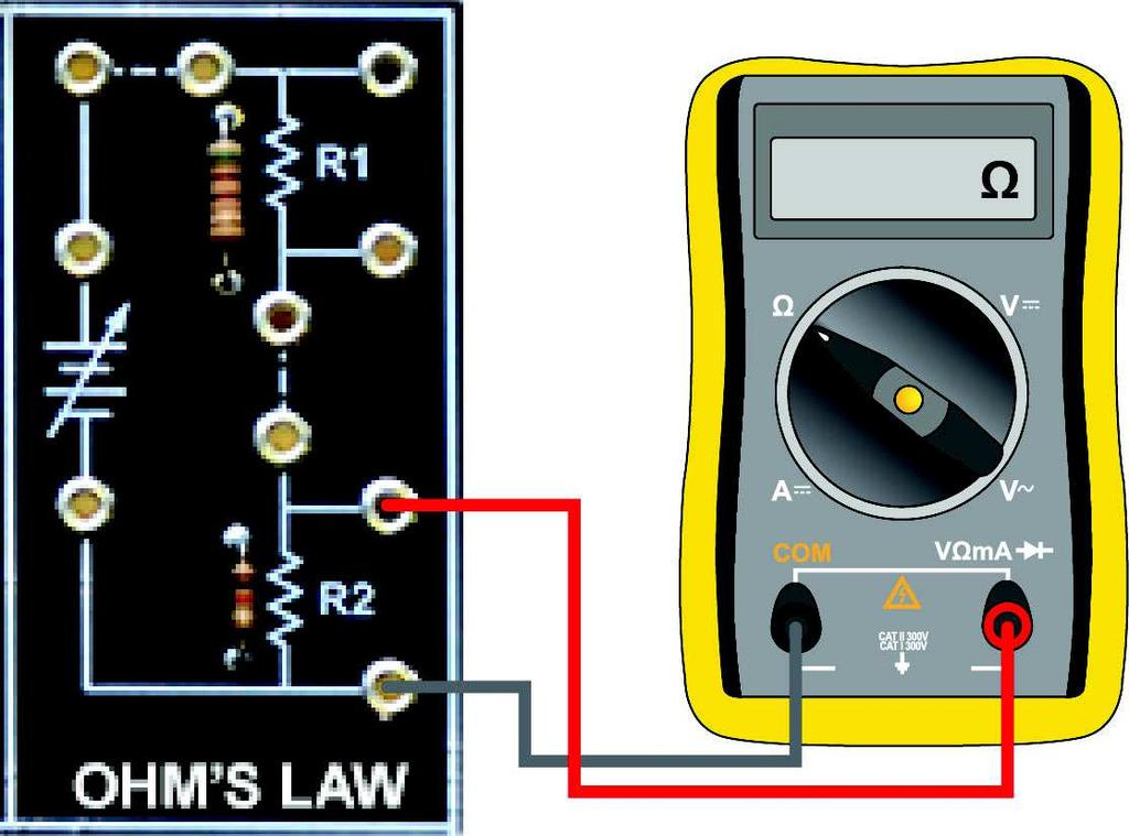 DC Fundamentals Ohm s Law Based on the resistive color code and the bands on R2, what is the resistance value of R2?