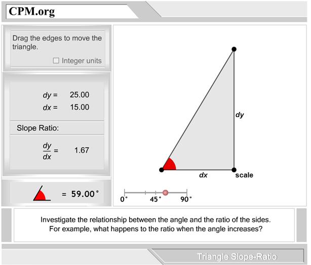 Slide 109 / 240 When the triangle is dilated (pull scale), how does the angle change? What happens to the slope ratio?
