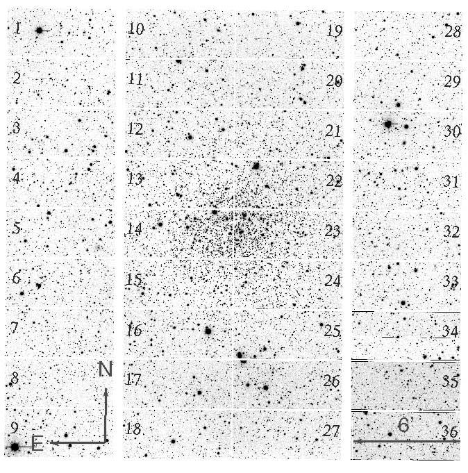 2242 HARTMAN ET AL. Vol. 130 Fig. 1. Megacam mosaic image of the open cluster NGC 6791. Chip labels are for reference in the text.