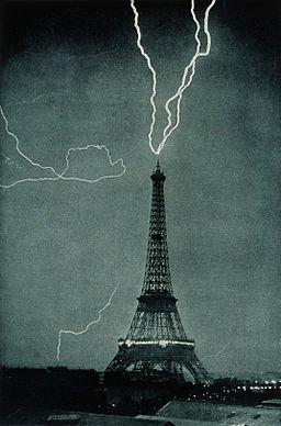 Q1. During a thunderstorm lightning strikes the Eiffel Tower. By M. G. Loppé [Public domain], via Wikimedia Commons In lightning the temperature can reach 30 000 C.