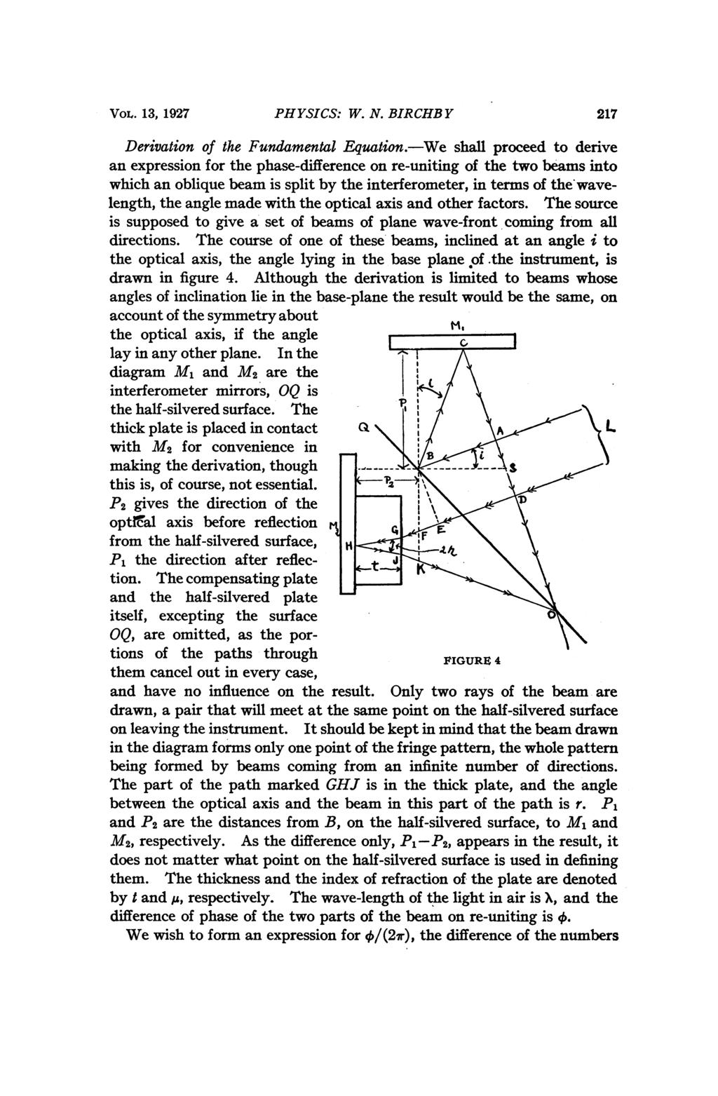 VOL.. 13, 1927 PHYSICS: W. N. BIRCHB Y 217 Derivation of the Fundamental Equation.