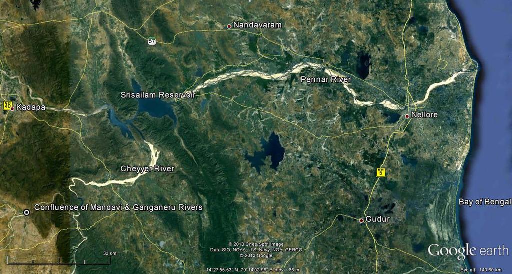 Somasila reservoir together with its subsurface dam across the gorge, most of the unutilised portion of groundwater amounting to around 50%, which was earlier leaving to Nellore district beneath the