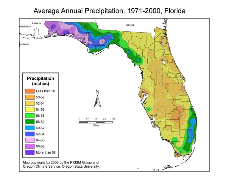 Southeast Florida Climate Temperature Range from an average of 67 F in January to 83 F in August Precipitation