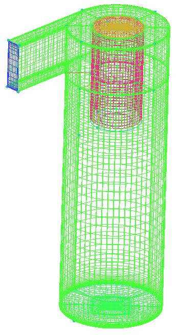 Figure 1. Numerical model with parameters Figure 2. Numerical model with computational grid Once the meshing was completed, boundary conditions were defined.