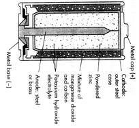 DRY CELLS: These cells have a zinc outer (anode) casing and a carbon (cathode) rod immersed in a manganese dioxide (MnO 2 ) and carbon mixture.