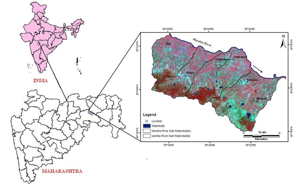 Fig.1: Location map of the study area Methodology and Data used In the present study fallowing database is being used for the analysis; (1) Drainage data obtained from Survey of India Topographical