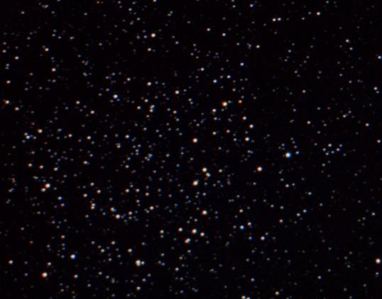 not as impressive as when viewed under ideal conditions, the cluster still provided a pleasing view. It was well framed in the field of view at 98X, and filled the field of view at 279X.