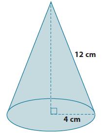 2. What is the volume of the cone shown below? Give an exact answer. 3. Determine the volume and surface area of the pyramid shown below. Give exact answers. 4.