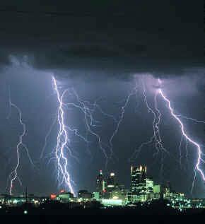 Lightening Is caused when positive and negative