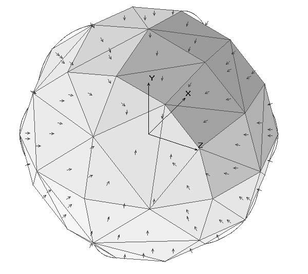 σ -----db λ 2-5 -1-1 5-2 -2 5-3 -3 5 Figure 2(a) Material sphere (k a = 1 ) discretized using tetrahedron elements -4 2 4 6 8 1 12 14 16 18 Theta (D egrees) Figure 2(b) Bistatic RCS of material