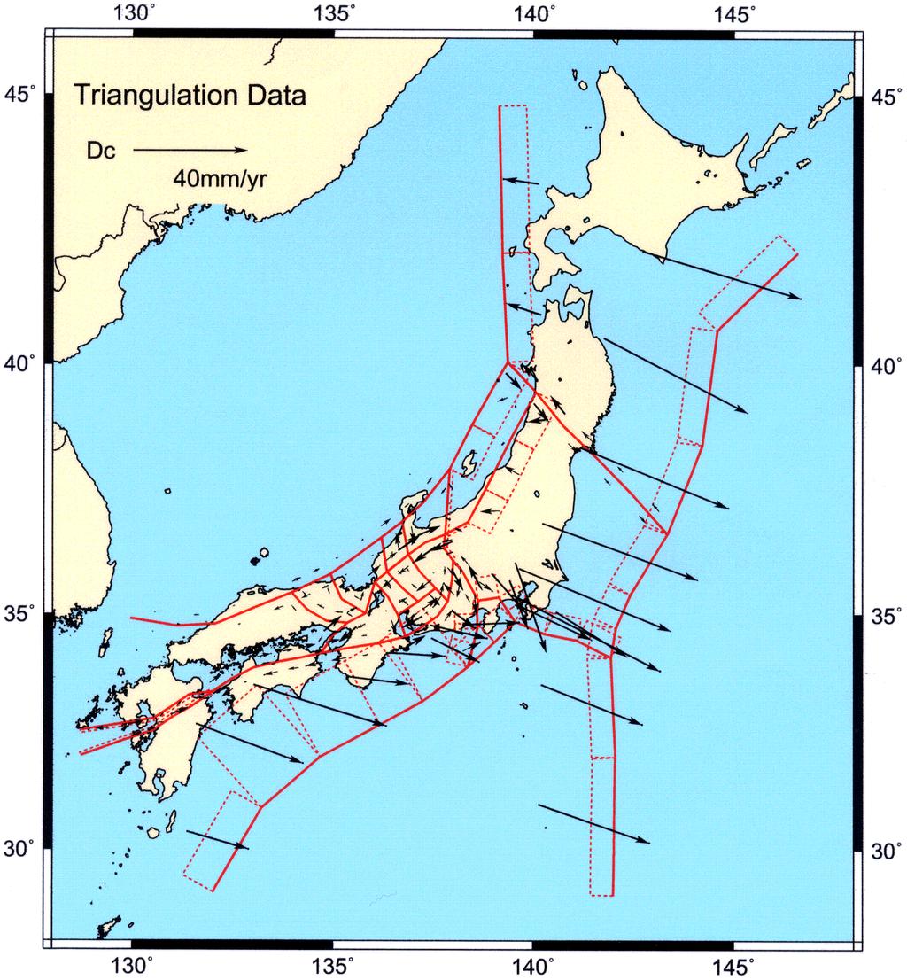 1099 Fig. 5. Slip deficit rates derived from triangulation and trilateration data by Hashimoto and Jackson (1993).