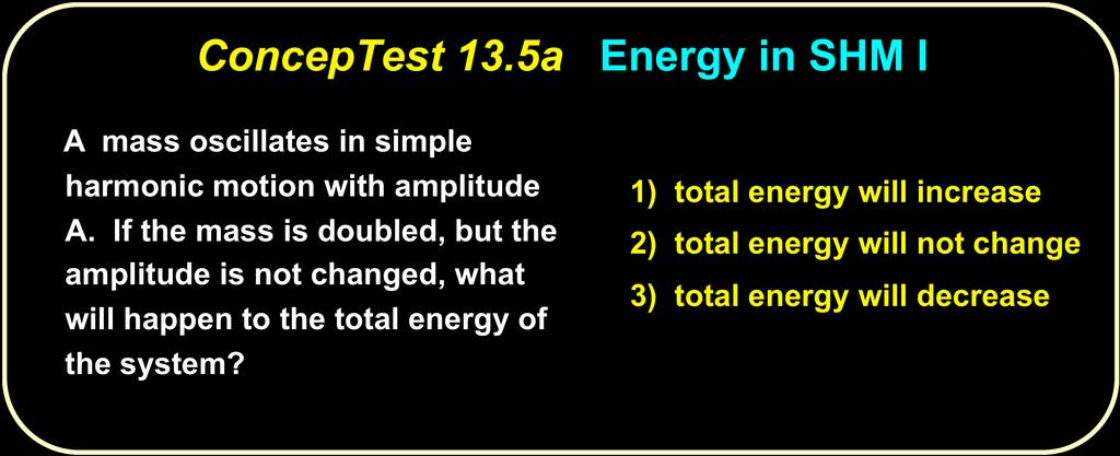 11/17/10 Energy in Simple Harmonic Motion Energy is conserved in