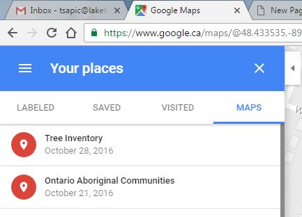 1) Go to your Google (Lakehead) account and click on Maps.