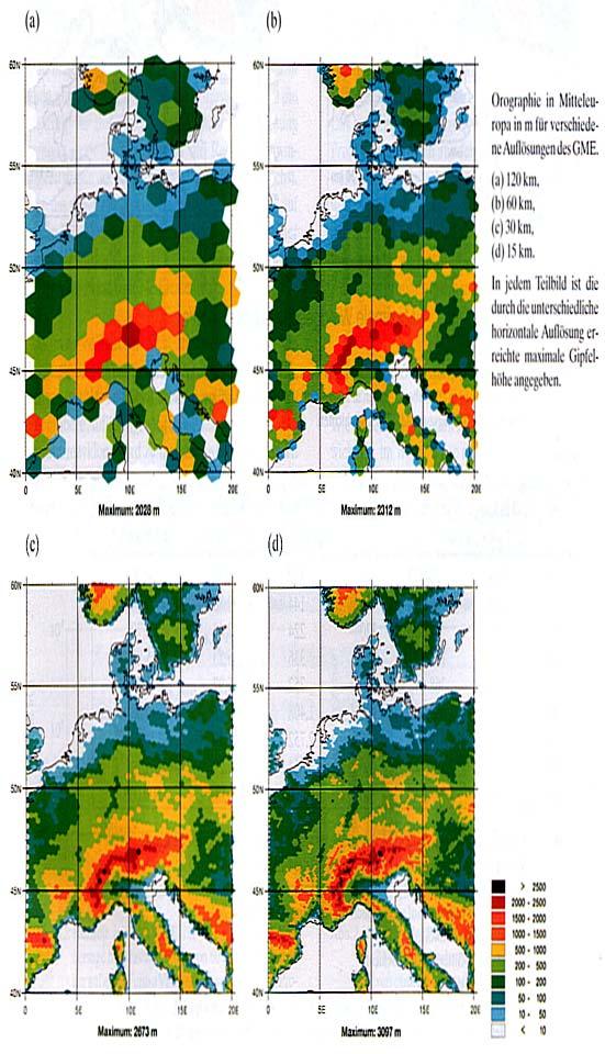 topography in a general climate model and of the European topography in model grids