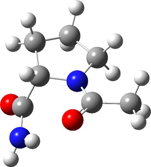 59 Å - C- C- C b = 0 on- planar amide group PM6 H bond = 2.