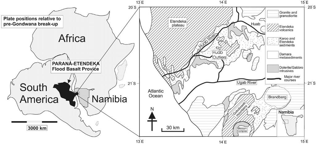 Case Study: Namiba -The Huab basin of Namibia has thick aeolian erg systems interlayered with pahoehoe
