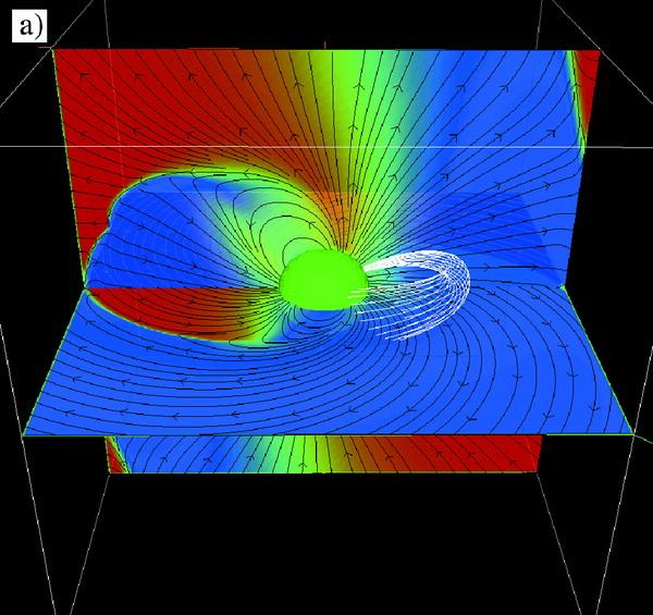 Oblique rotator model for! pulsar produces a toroidal! field structure in the! equatorial zone! - accompanied by radial particle wind! Along equator, rotating!