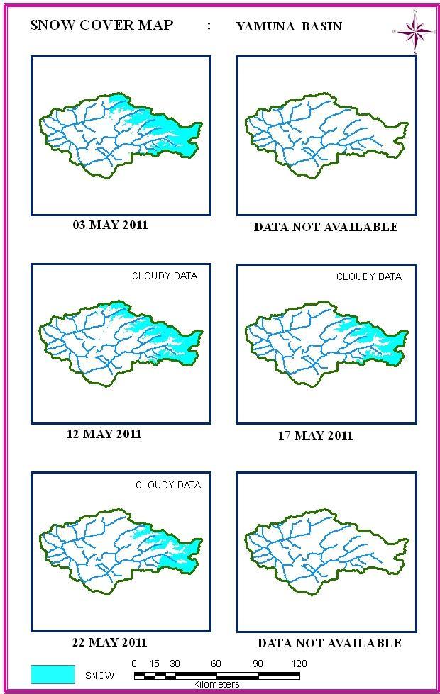 IV. CONCLUSION In Yamuna basin the maximum snow cover is 76% in the month of January and February which is around 2700 sq km of basin area.
