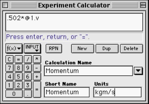 502 in the mass window and type in the mass of your cart. Click the Accept button to save your change. Close the Experiment Calculator window.