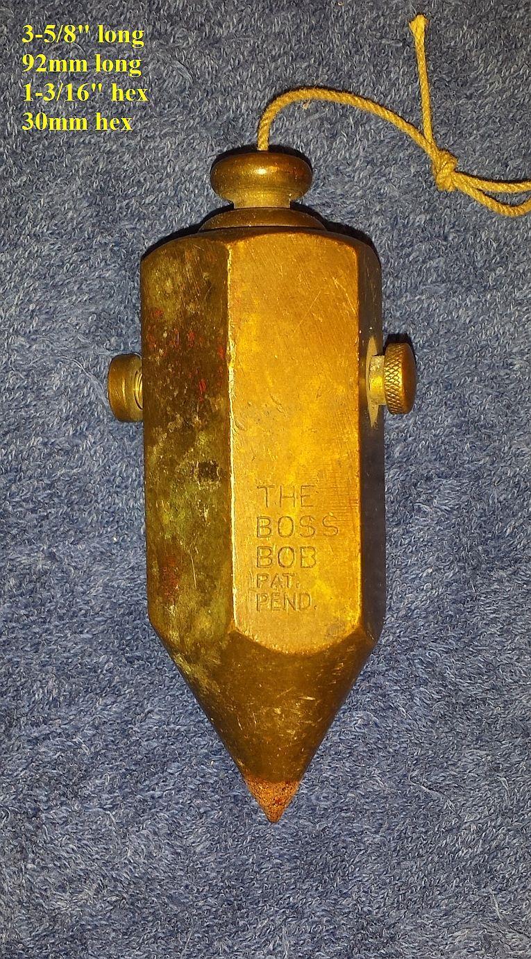 newsletters with patented plumb bobs, I know the patent of this plumb bob. The BOSS bob is patented by Alfred E.