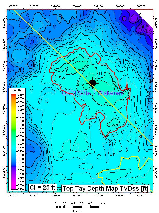 Figure 9. Top Tay reservoir depth structure map.
