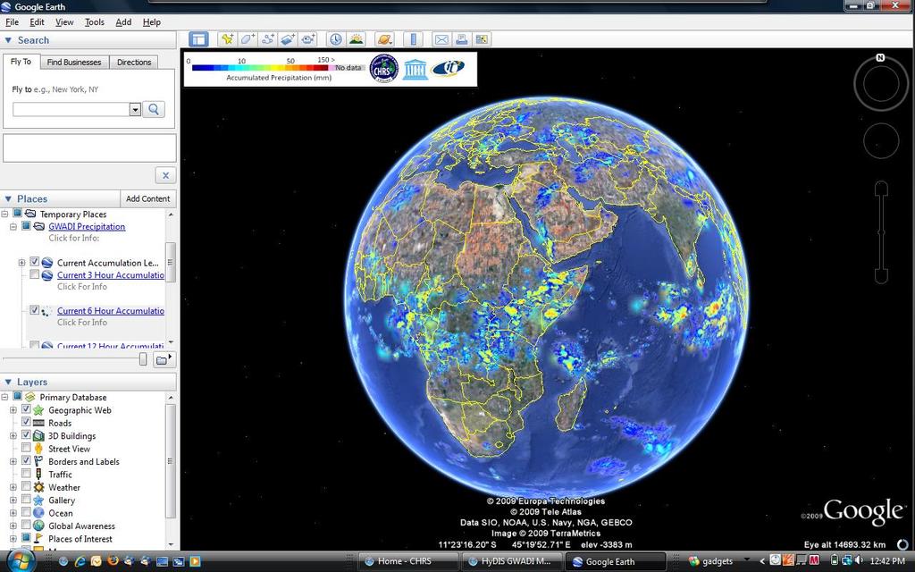 PERSIANN Satellite Product On Google Earth & App http://chrs.web.uci.