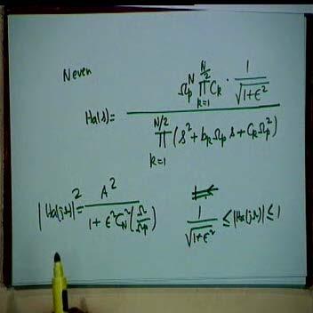 (Refer Slide Time: 41:06 to 43:19) If the order N is even, then H a (s) denominator shall be continued product (s 2 + b k omega p s + C k omega 2 p ), k = 1 to N/2 and in the numerator we shall get
