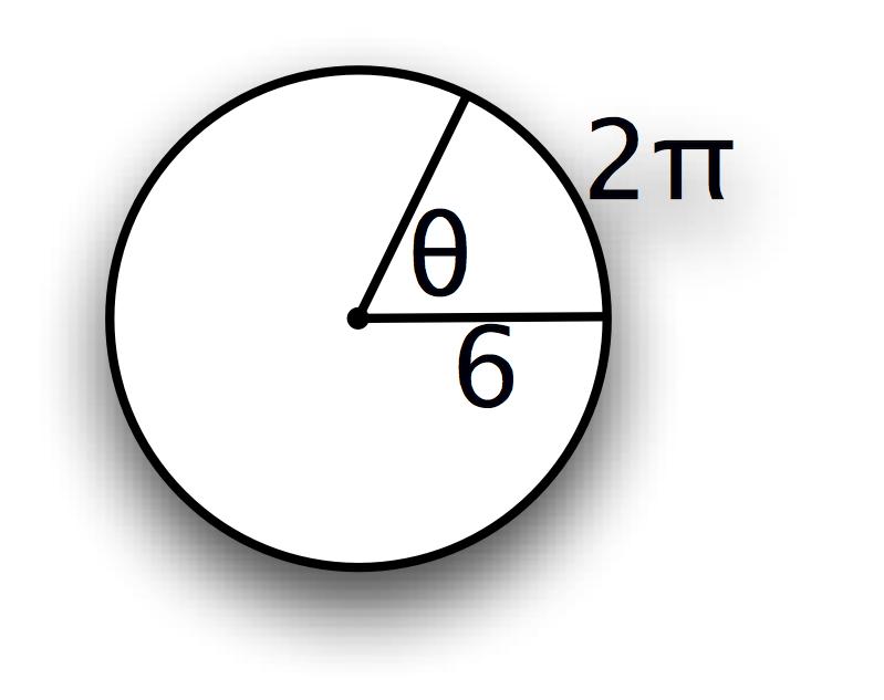 determine the size of the central angle subtended by an arc of 2p if the circle s radius is 6.