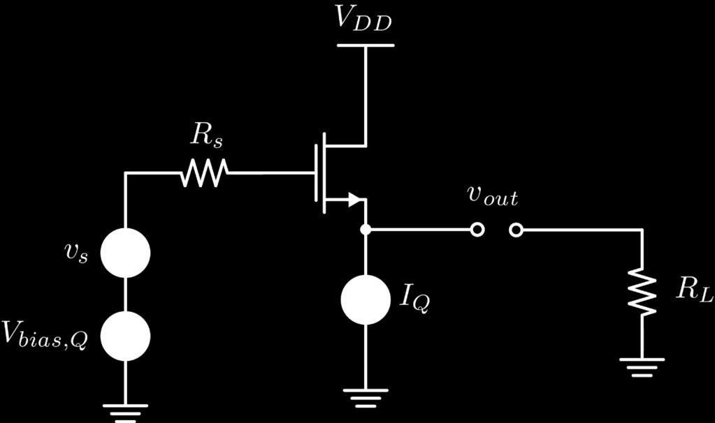 Common Drain Amplifier Calculate Bandwidth of the Common Drain (Source- Follower) Procedure:. Replace current source with MOSFET-based current mirror 2.