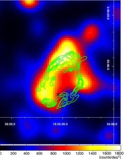Fermi Observations of SNR Supernova remnant W44 - spatially resolved. 2-10 GeV front-converting events, deconvolved image.