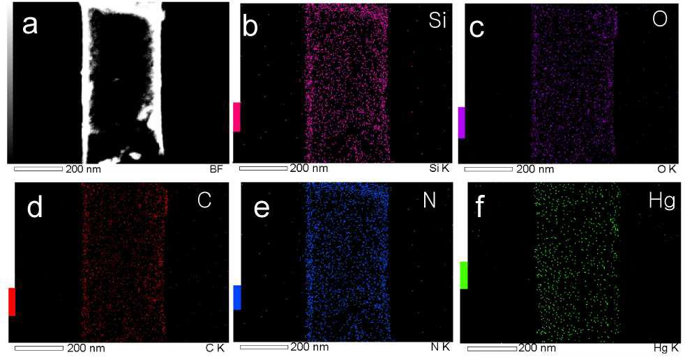 Figure S7. TEM images with electron energy-loss spectroscopy (EELS) of Hg 2+ -loaded SNT- 1.