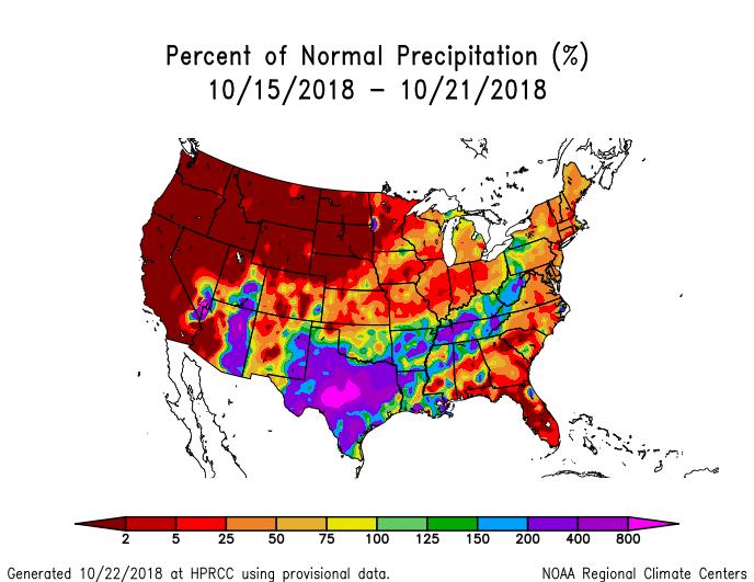 Weather Most areas of the Midwest had a good week for harvesting last week. The northern Plains was dry or had almost no rain.