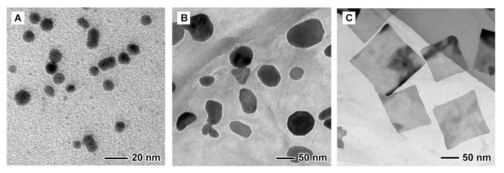 Fig. S13 TEM images of (A) 18 nm Pd nanocubes@rgo, (B) {111}