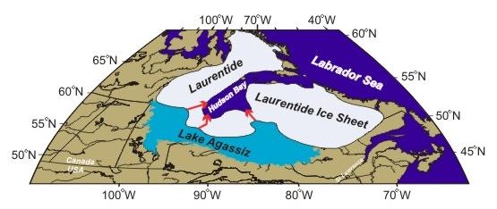 What caused the Younger Dryas? FRESH WATER TO NORTH ATLANTIC At the ice sheets were retreating, a giant prehistoric lake formed called Lake Agassiz.