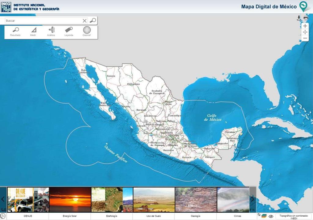 THE PLATFORM Digital Map of Mexico Open-source geomatic platform that allows the visualization and analysis of geographic and georeferenced