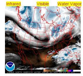 Water Vapor Satellite Imagery Measure the water vapor in the upper atmosphere.