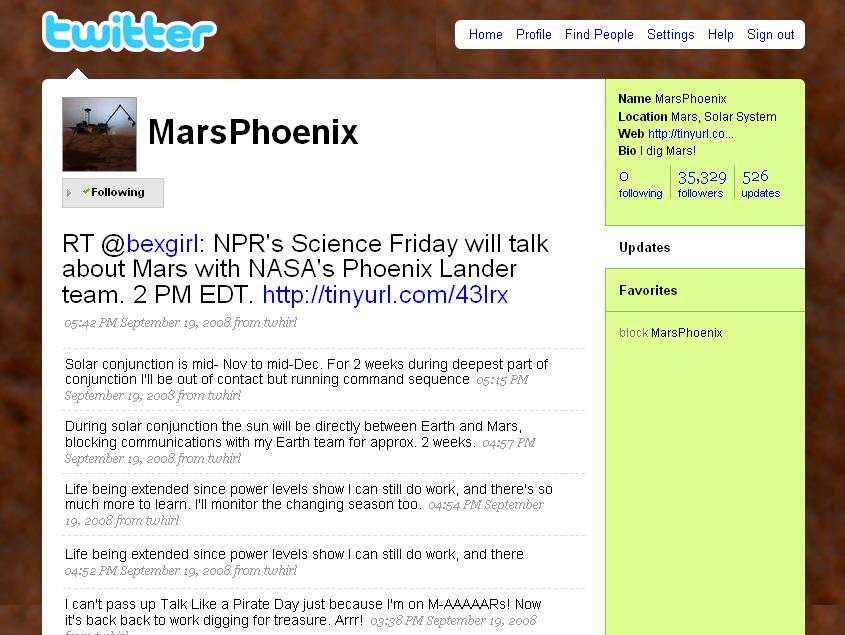 observations. Fig. 4. Mars Phoenix s twitter stream.