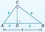 3. Geometric Mean (Altitude) Theorem: The altitude drawn to the hypotenuse of a right triangle separates the hypotenuse into two segments.