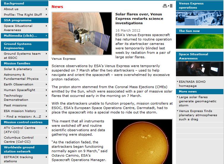 Recent Space Weather Event http://www.esa.