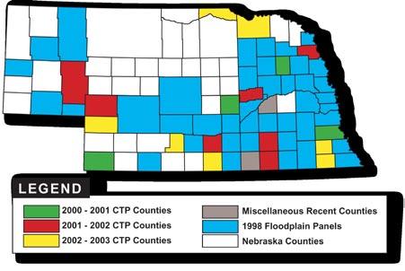 The following map shows FIRM Status in Nebraska Flood Insurance