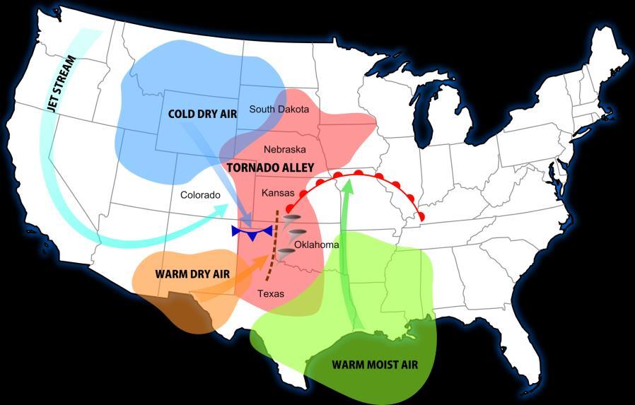 the US tornado alley is