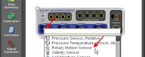 If the sensor is not in the panel, click the input port which you plugged the sensor into.
