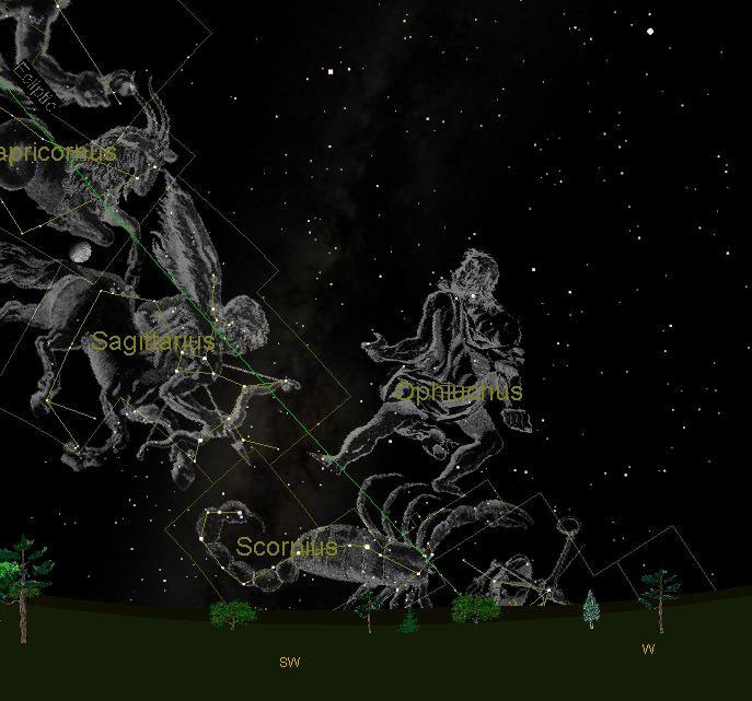 Ophiuchus () The ecliptic passes only small part of Ophiuchus Note