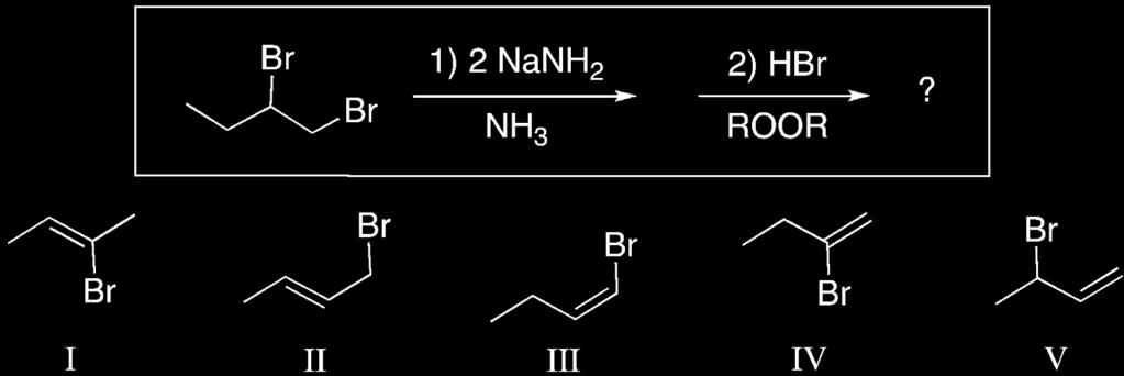 50. Which of the compounds listed would be one of the final major products for the following reaction sequence? 51.