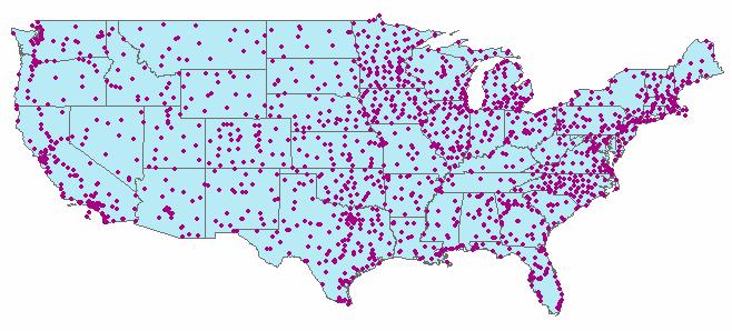 Observation Stations Map for the US Ameriflux Towers (NASA & DOE) NOAA Automated