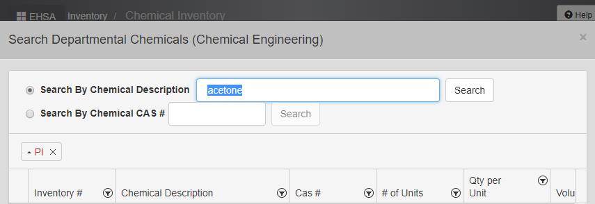 Share a Chemical If you wish to share your chemical inventory or certain chemicals with other labs, click the