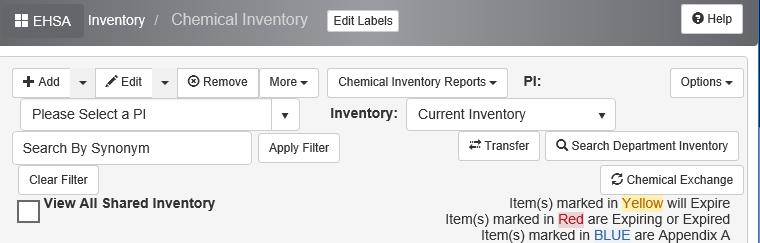 Add a Chemical Click on Add You can search by Description, CAS # or