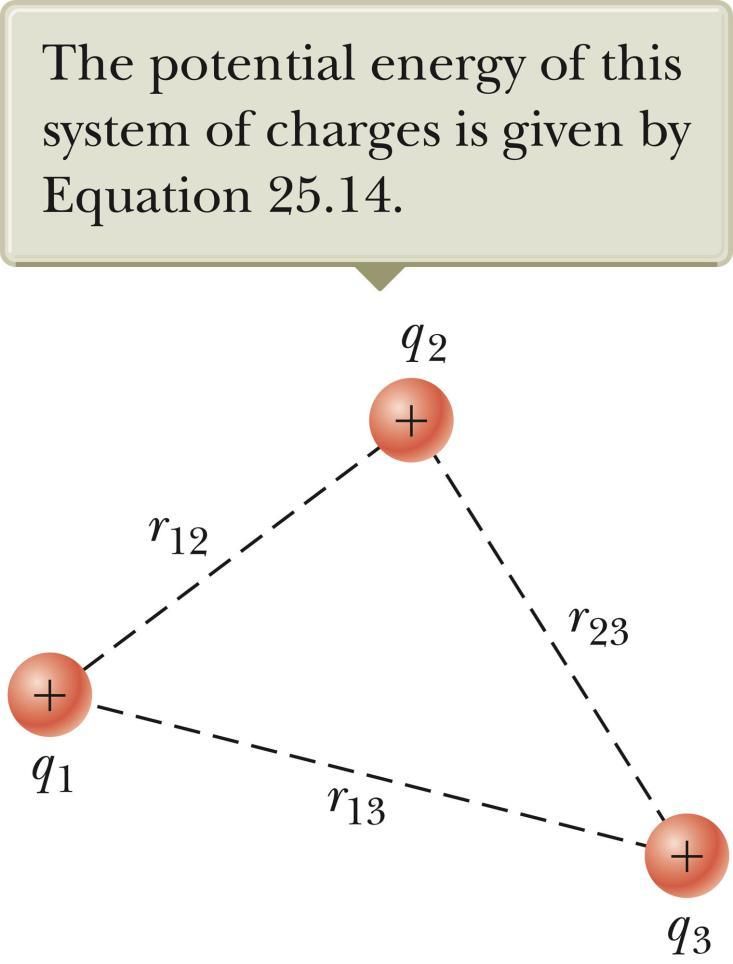U with Multiple Charges, final If there are more than two charges, then find U for each pair of charges and add them.