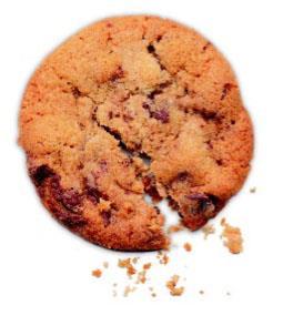 You break the cookie into tiny pieces and crumbs. Then, you weigh all the pieces and crumbs.